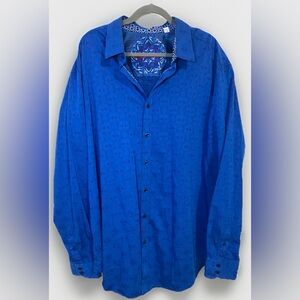 Robert Graham Cullen 3XL Button Down Shirt Flip Cuff Jacquard Tonal Print
